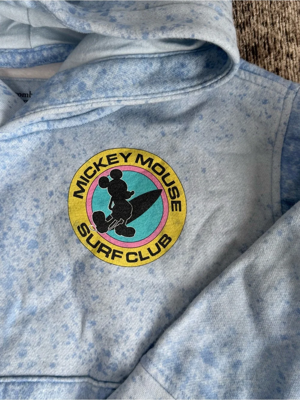 Abercrombie Kids Disney Mickey Mouse Surf Club Blue Tie Dye Relaxed Hoodie 5/6
